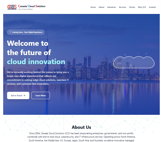 Canada Cloud Solutions website screenshot