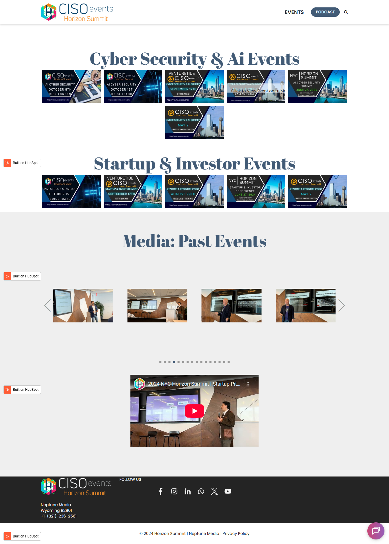 Old CISO Events website — screenshot 1
