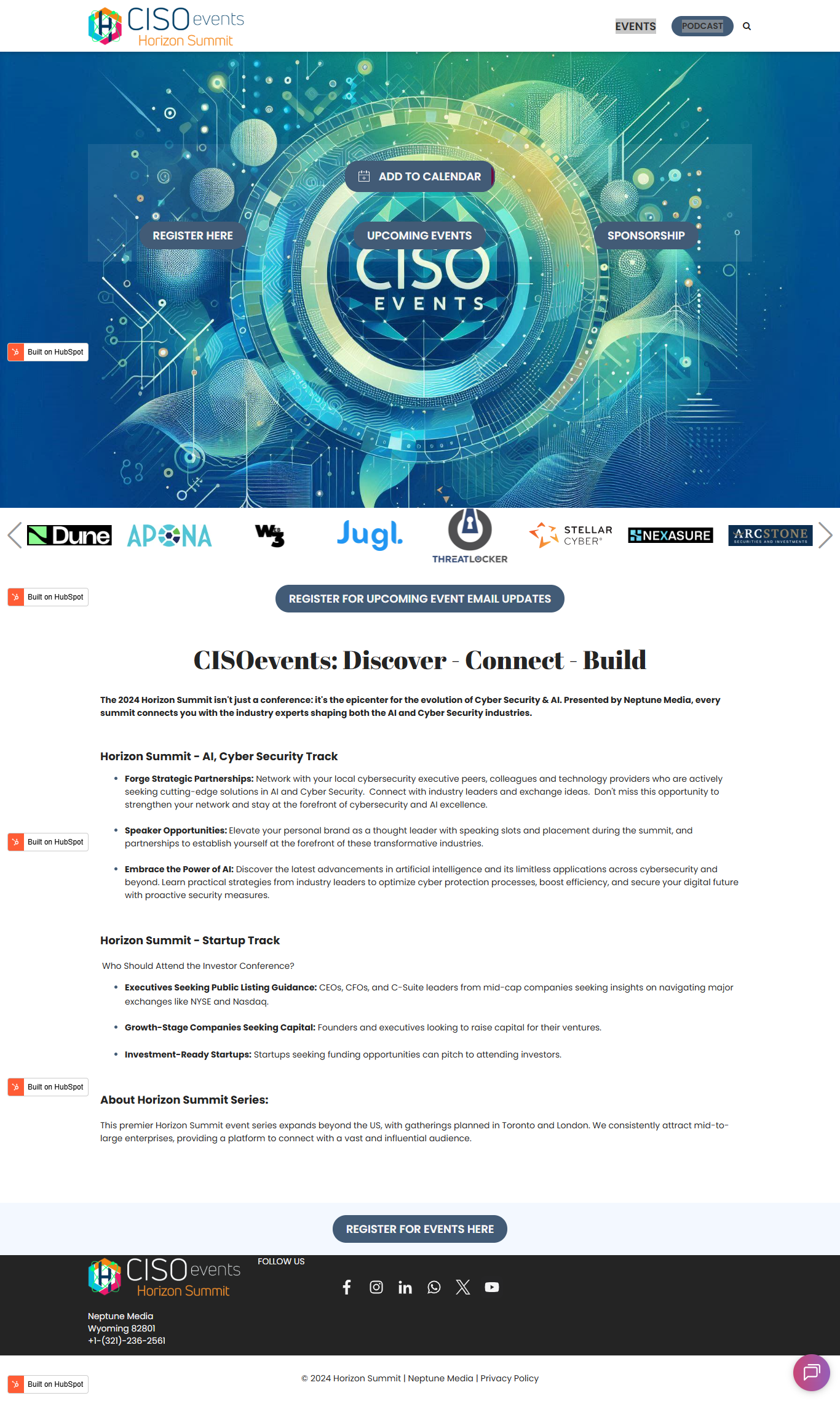 Old CISO Events website — screenshot 2